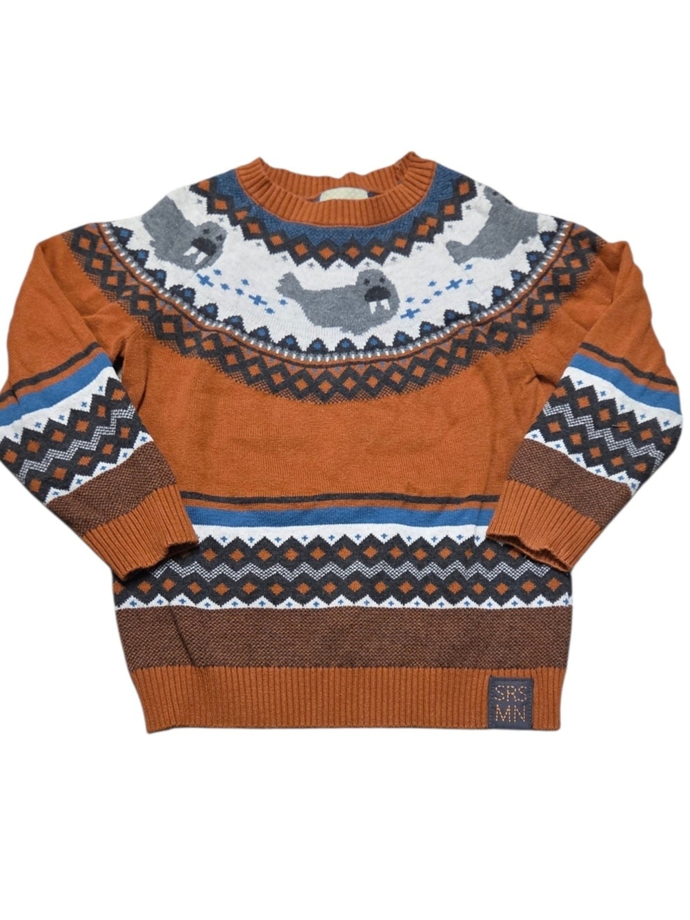 3T Souris Mini Boys Walrus Pattern Knit Sweater